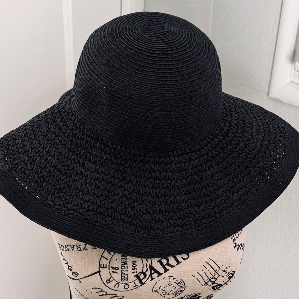 6 pcs Wide Brim Straw Sun Hat - Black - Picture 3 of 15